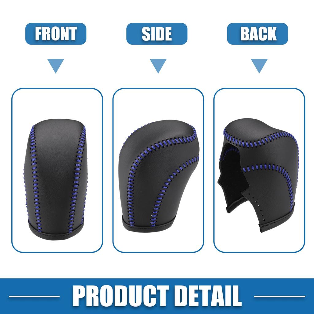 A ABSOPRO Gear Shift Lever Cover For Volkswagen Atlas 2018-2022 Automotive Interior Gear Shift Knob Trim Black Blue Stitching