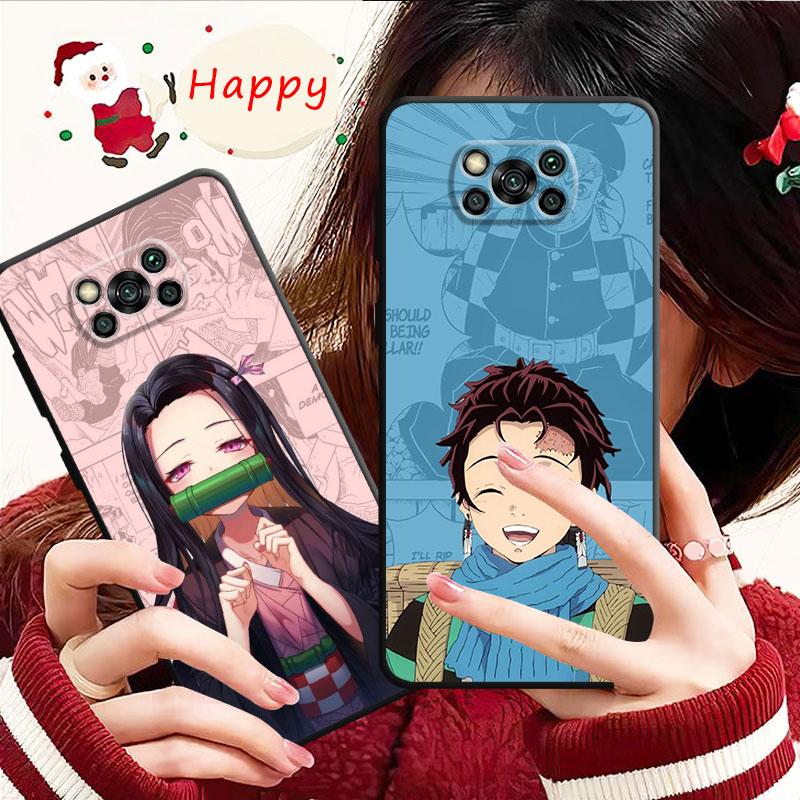 Case For Xiaomi Poco X3 Nfc X4pro M3 C40 For Mi 12 11 10 10t 8 Note10 Lite 11ultra 11t Pro F1 Cartoon Anime Demon Slayer Nezuko