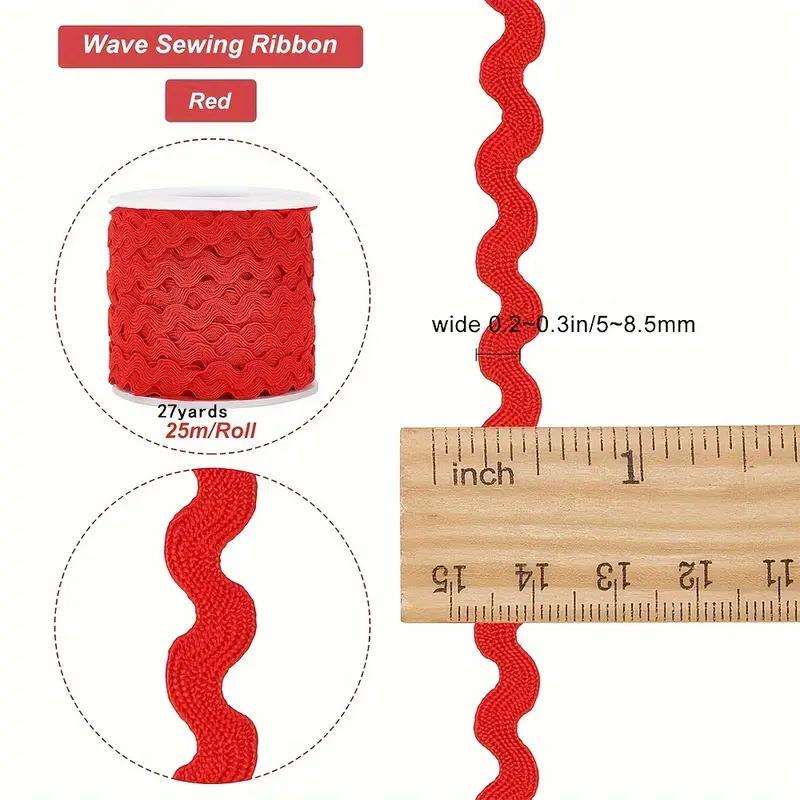 1 Roll 27yd/25m RIC Rac Trim Ribbon Wave Sewing Bending Fringe Trim 5mm/0.2 inch for Sewing Flower Making Wedding Party Lace Rib