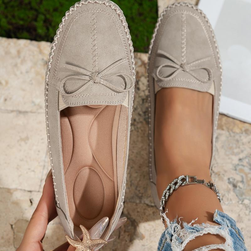 Autumn Women Loafers Casual Shoes Fashion Bow Breathable PU Leather Shoes Women Sewing Flats Female Footwear Zapatos De Mujer