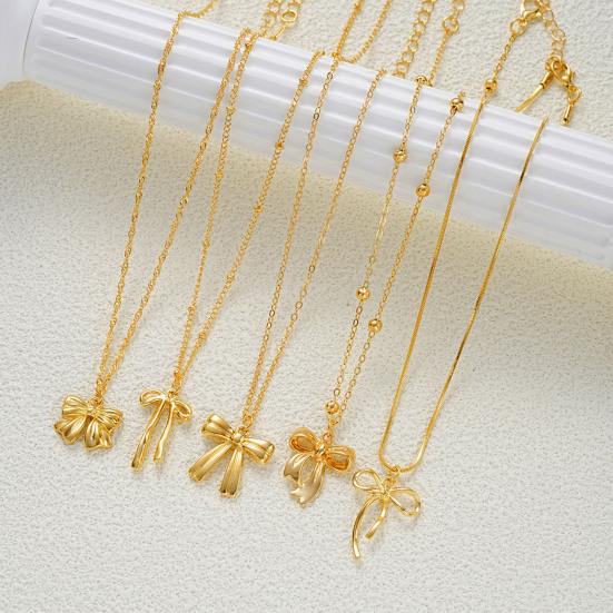 5Pcs/Set Bow Pendant Necklaces Elegant Bow Knot Charm Choker Necklaces Dainty Layering Chain Necklace Gift for Women Girls Friends