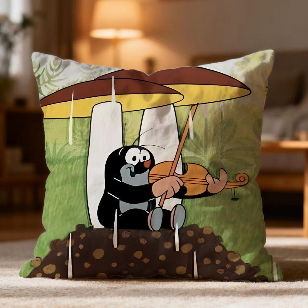 Fashion T-Tthe Little Mole Cushion Cover Soft Washable Pillow Case Multi-Scene For Couch Bed Travel Office Use