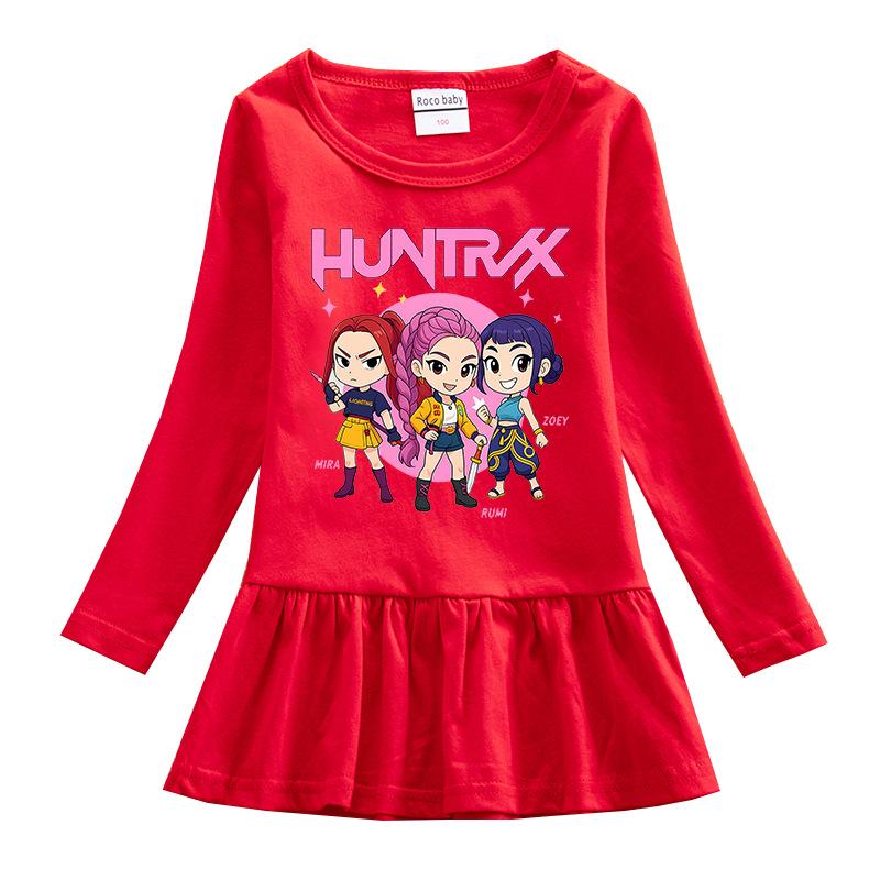K-pop Monster Hunter Girl Group Ruffle Long Sleeve Dress Princess Skirt 120 cm