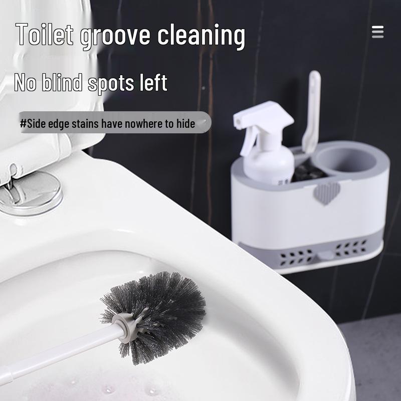 Wall-Mounted Toilet Brush Set: Punch-Free Household Bathroom Cleaner
