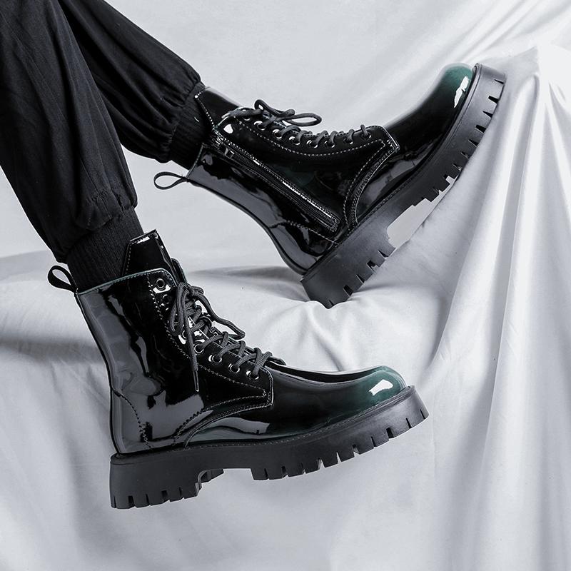 Thick-soled Martin boots winter new British style warm high-top leather shoes locomotive velvet boots leather boots