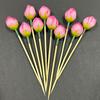 10Pcs Flower Bamboo Sticks Cake Topper Tulip Pod Cocktail Picks For Appetizers Fruit Sticks For Wedding Birthday Dessert Decor