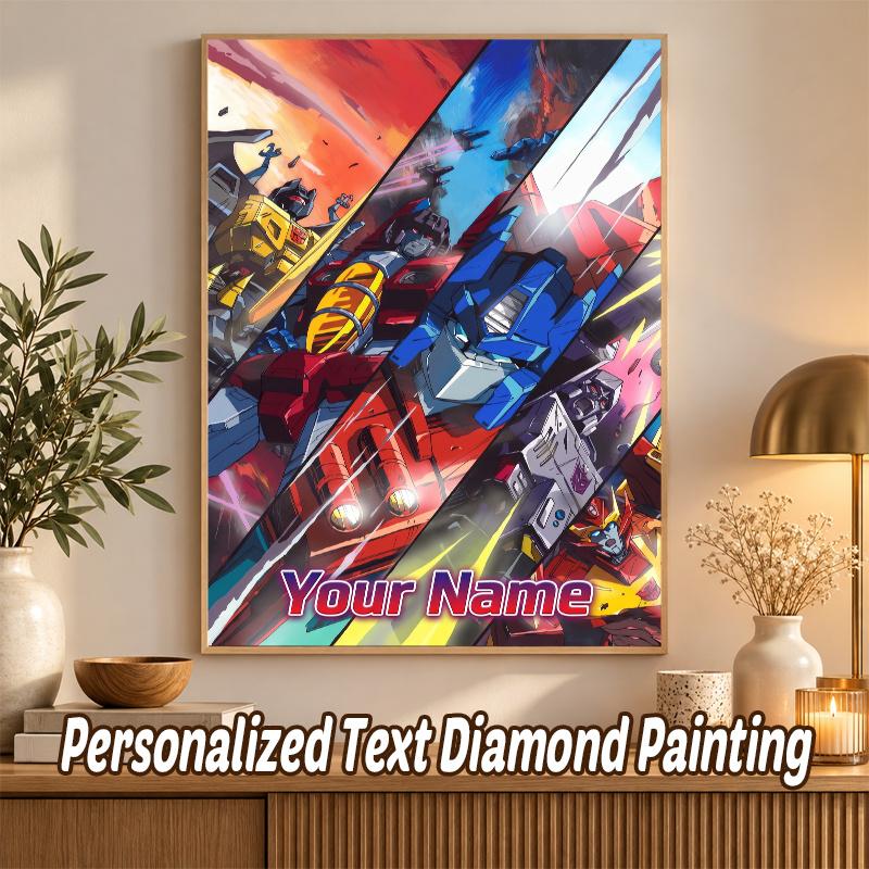 Transformers Custom Name Text 5D Diamond Painting Kit DIY Full Drill Diamond Art Decoration
