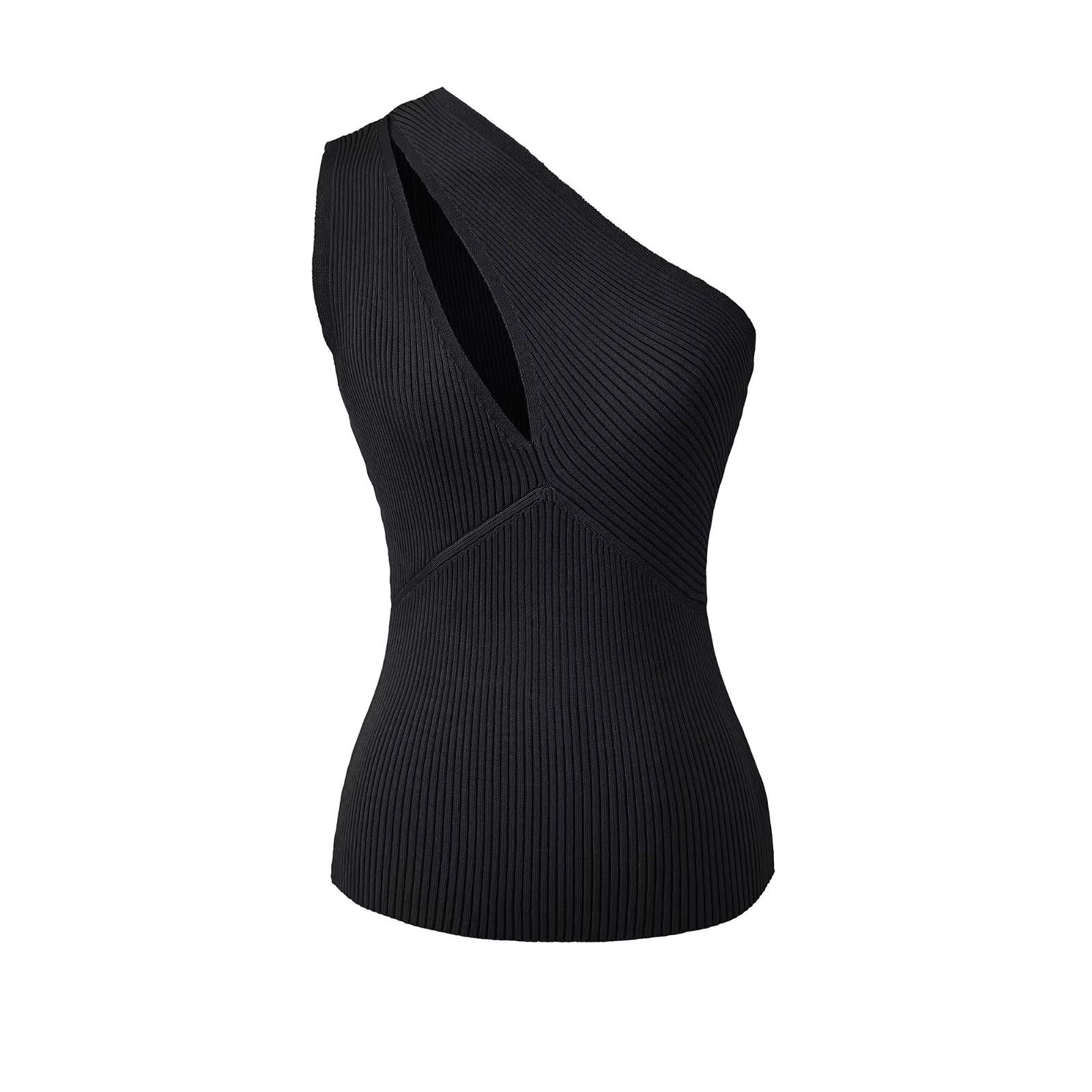 

Sweet & Spicy Off-Shoulder Knit Vest for Women - Spring 2026 Slim-Fit Versatile Top Large чорний