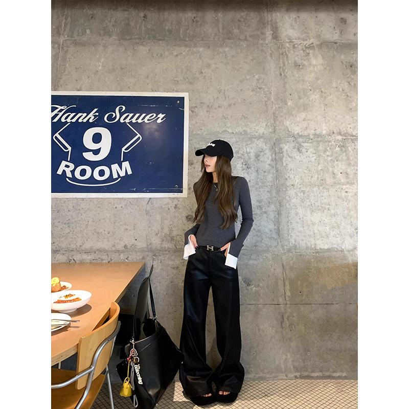 Temperament flared sleeve top women's spring high-end sense slim and thin inner bottoming shirt fashionable knitted sweater