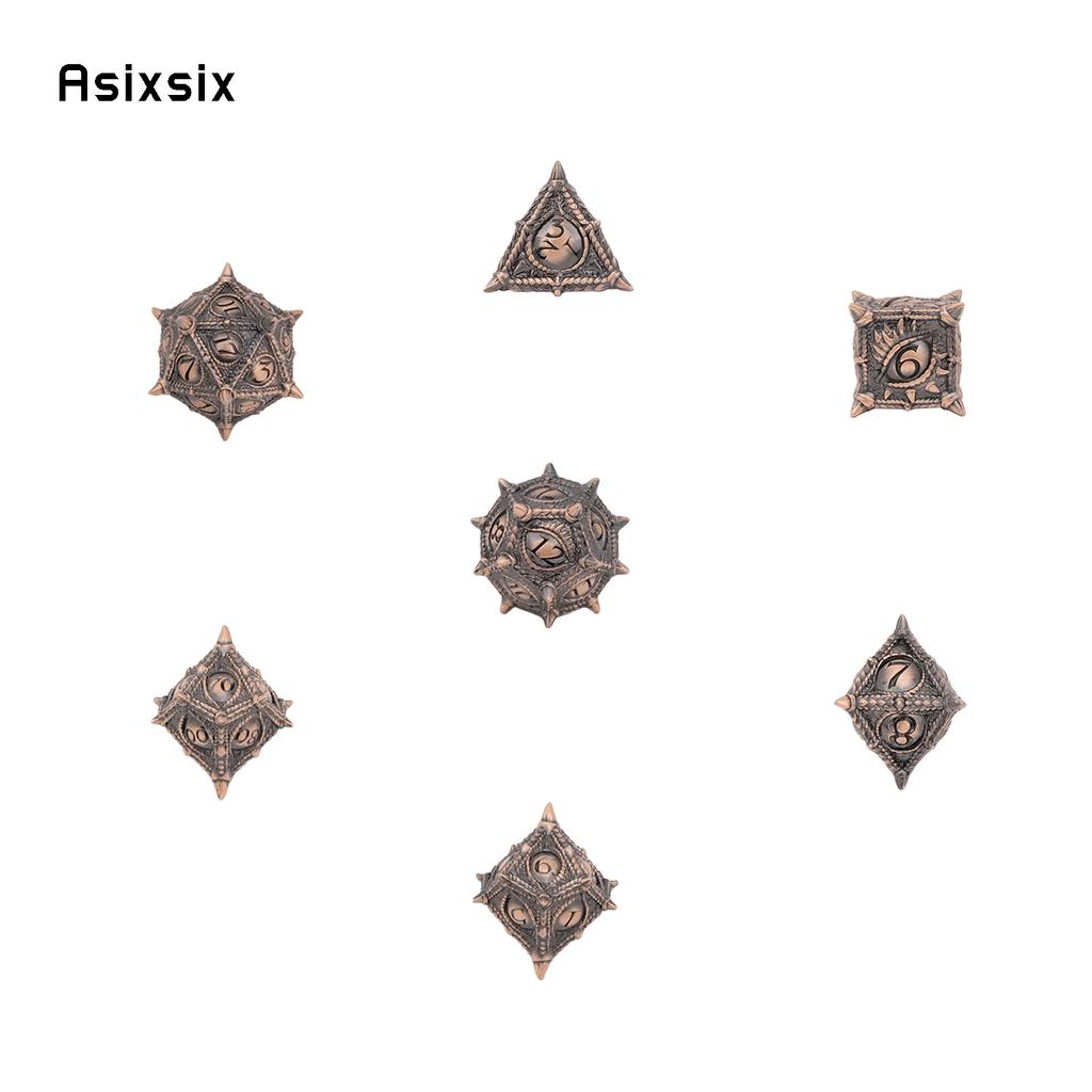 7 Pcs Yellow Eyes Metal Dice Solid Metal Polyhedral Dice Set Suitable for Role-Playing RPG  Board Game Dice Role-Playing RPG