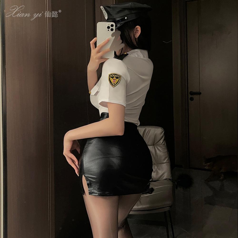Xian Yi Halloween Sexy Lingerie Sexy Přiléhavé Boky Letuška Uniforma Vášeň Zdarma Kostým Policistky 314