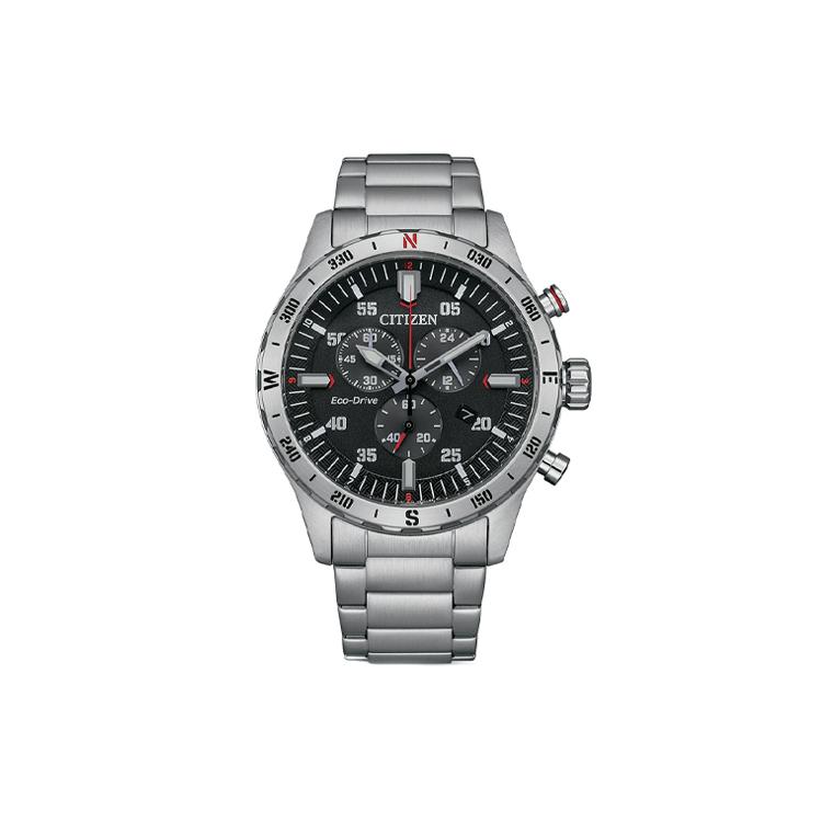 CITIZEN Eco Drive 100м Водонепроницаемые Часы на Кварцевом Механизме с Питанием от Света Ремешок из Нержавеющей Стали AT2520-89E Black Dial