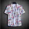 Mens Loose Tie Dye Short Sleeve Casual Hawaiian Beach Shirt