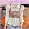 Spring Autumn Korean Style Long Sleeve Shirt With 3d Effect And Polo Neck For Women