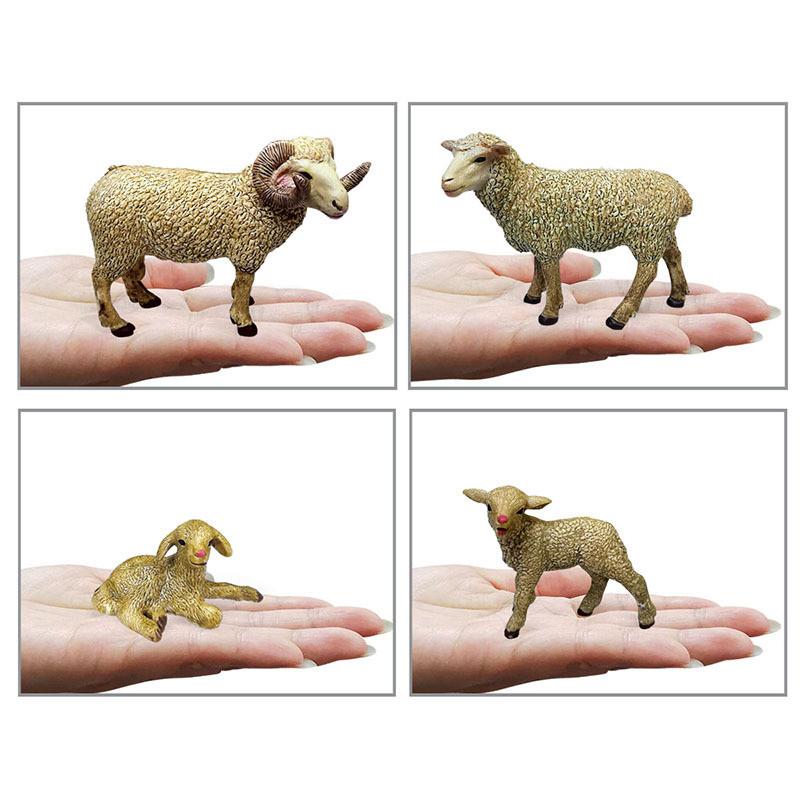 Farm Animal Pvc Sheep Model Kit With Static Lamb And Ewe For Diorama And Hobby Use