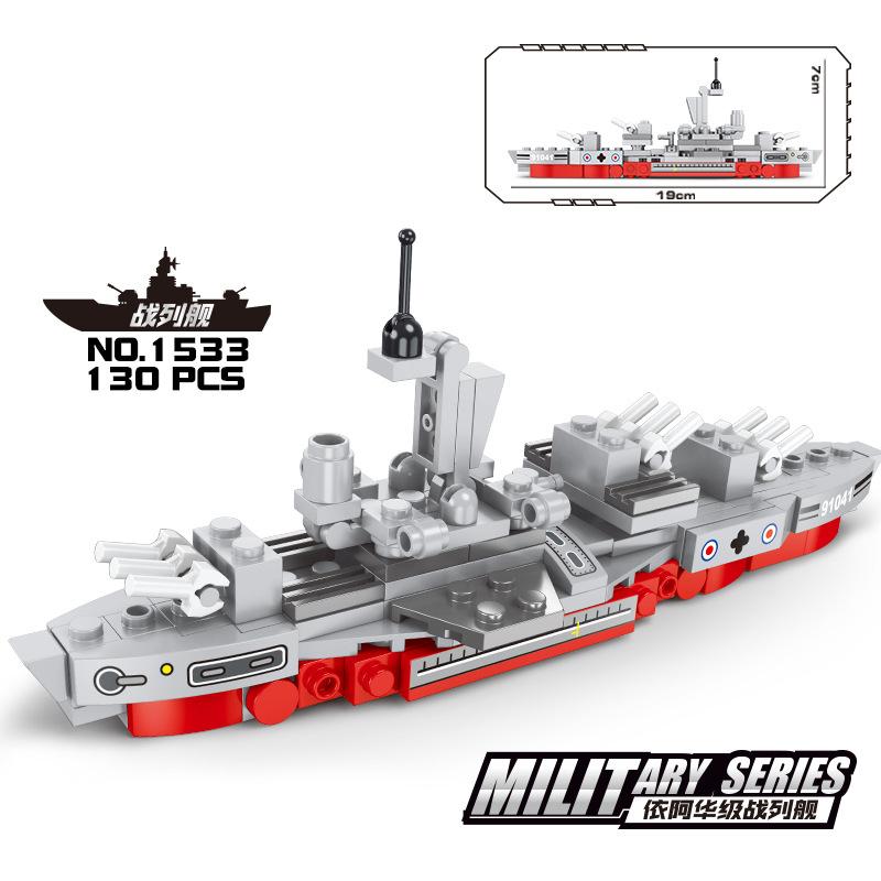 130PCS Mini Navy Warship Building Block Set Military Battleship Boat Block Bricks Scale Model DIY Assembly Toy For Boys Girls Christmas Gift Present