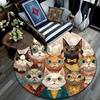 Cats Round Area Rug,Carpet Rug for Living Room Bedroom Sofa Playroom Decor,Non-slip Floor Mat