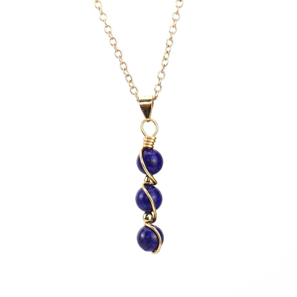 Hand-Wound Crystal Bead Agate Amethyst Pendant Necklace N709