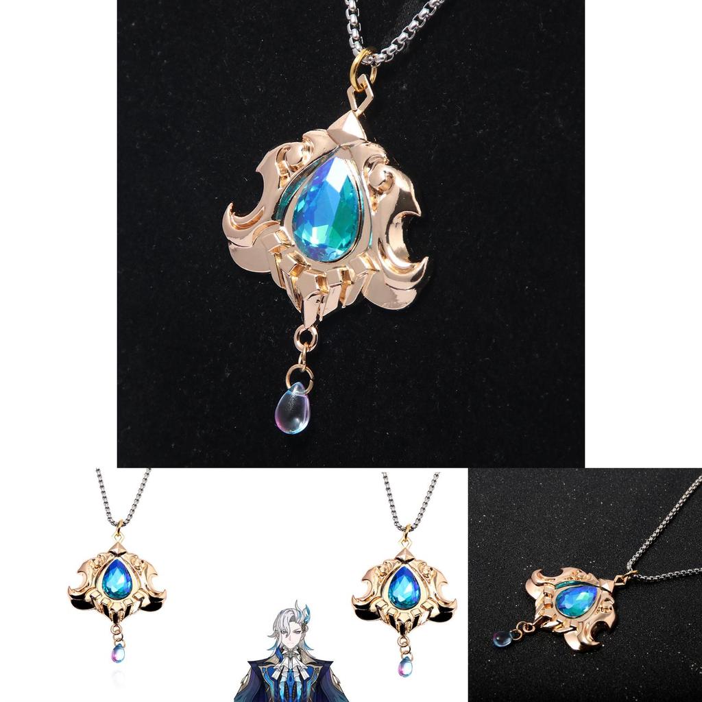 Neuvillette Water Dragon King Judge Crystal Necklace Jewelry Accessory For Cosplay Costumes And Parties