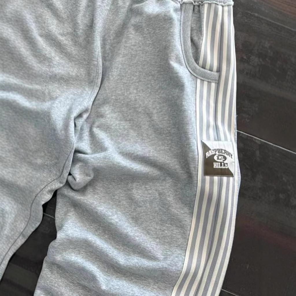 New Sports Pants Men and Women Loose Wide-leg Trousers Side Striped Print Sweatpants Straight Trousers