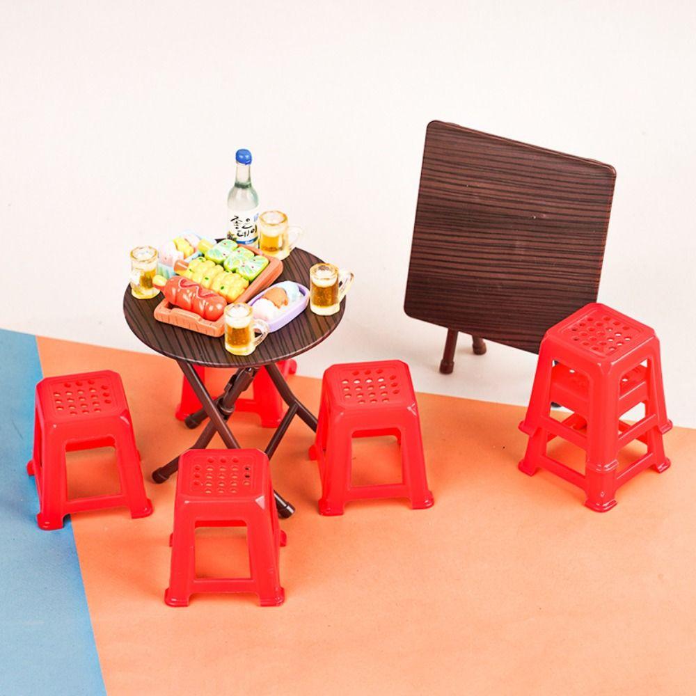 Mini Stool Dollhouse Folding Table Doll Furniture Dollhouse Small Chair Home Decor