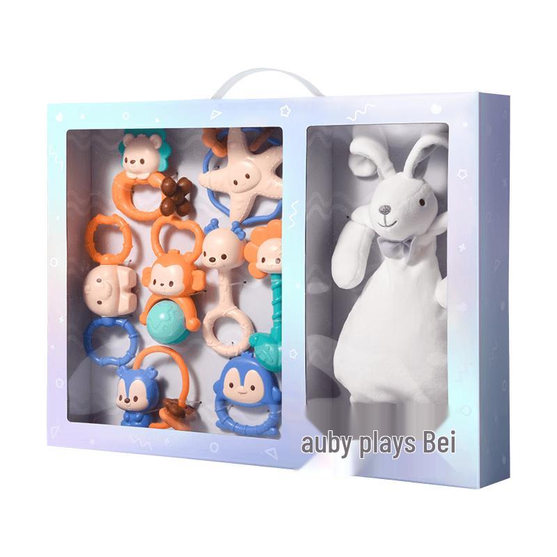 Auby Baby Teether Rattle & Plush Comfort Toy Gift Set