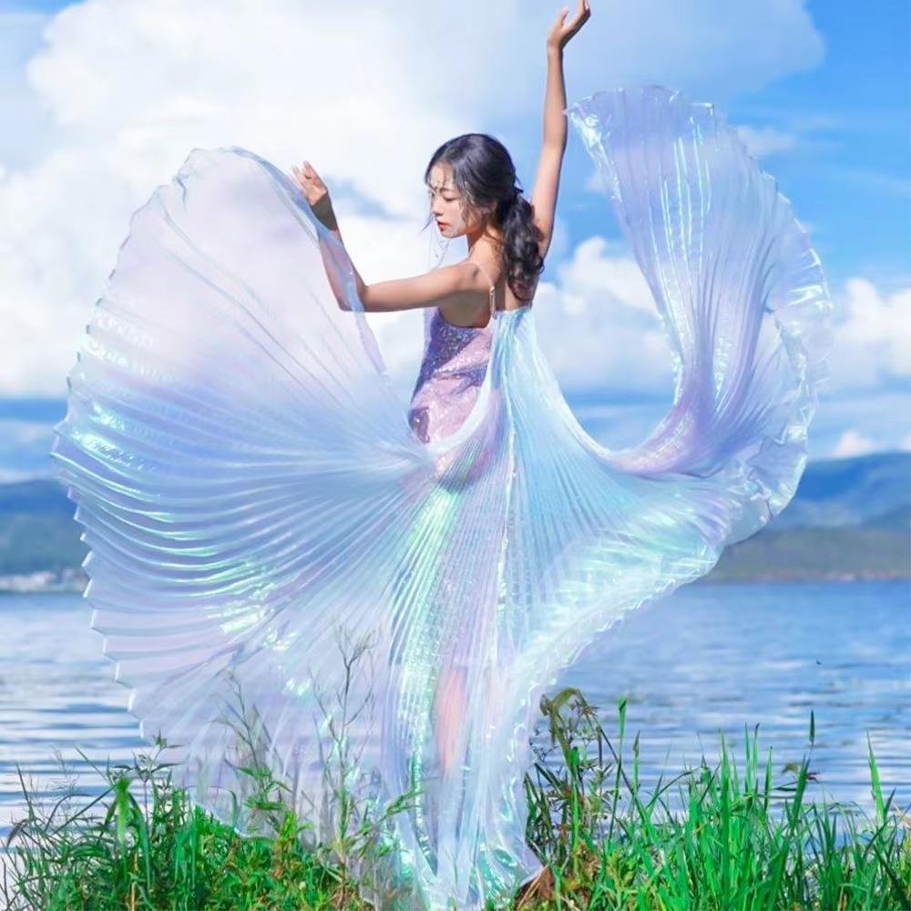 Creative Shiny Pleated Organza Fabric Rainbow Mermaid 100*150cm Cloth Fabric Handmade DIY Material Sewing Girls Skirt Dress