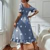 Women's Large Polka Dot Peplum Short Sleeved Dress Female Slim Frilly Sweet Dress