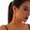 SHIXIN Halloween Red Crystal Blood Droplet Long Tassel Pendent Earrings for Women Gothic Vintage Water Drop Dangle Earring 2026