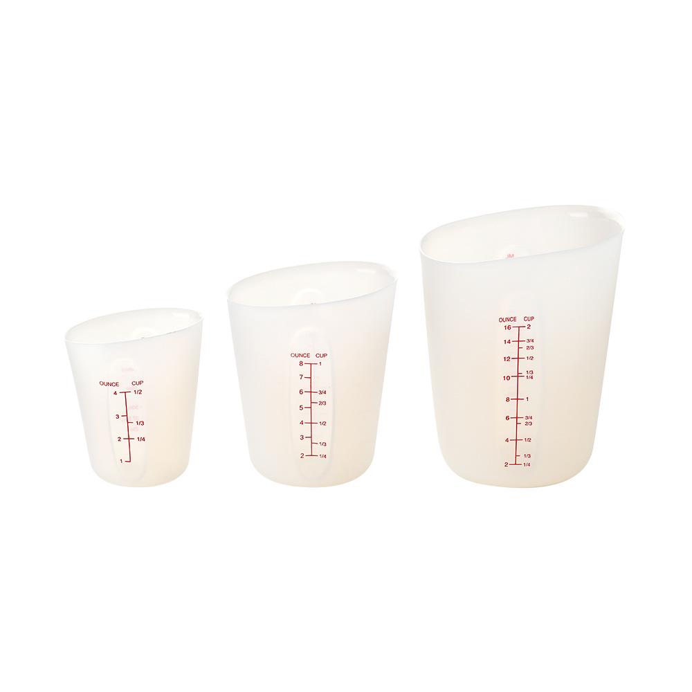 Přeshraniční silikonová sada odměrek: 3dílný, dvojitá stupnice (ml/oz), Žáruvzdorné pro pečení.