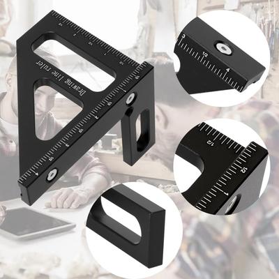 3D Multi-Angle Measuring Ruler 45/90 Degrees, Woodworking Square Protractor, Beveled Aluminum Alloy Ruler, Measuring Tool