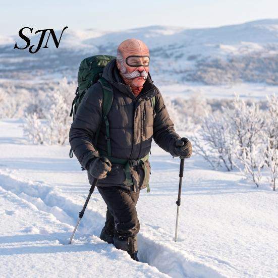 Sprzęt Sportowy Outdoor na Zimną Pogodę Maska Narciarska dla Starszego Mężczyzny, Balaklawa z Realistycznym Nadrukiem Twarzy, Nowatorska Maska z Oddychającą Poliestrową Osłoną na Szyję