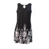Women Summer  Print Hollow Out Sleeveless Loose Tank Mid Dresses