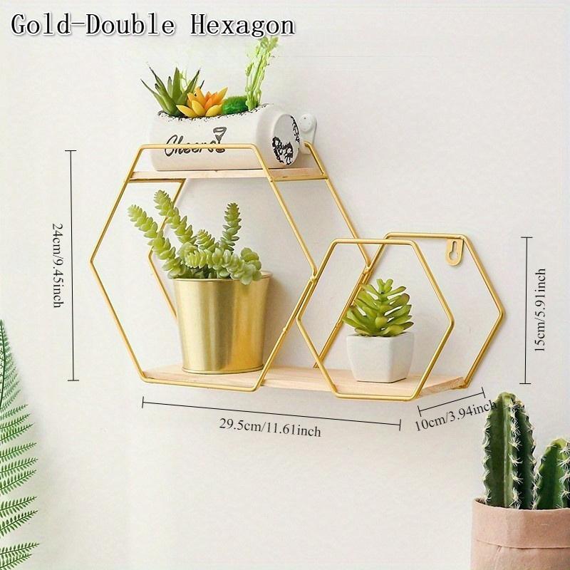 Suport de depozitare din fier metalic Suporturi de depozitare cu forme multiple Negru/auriu Raft de perete nordic DIY Decor