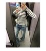Spicy Girl Striped Slimming Long Sleeve T-Shirt - Stylish Korean Autumn/Winter Top for Women