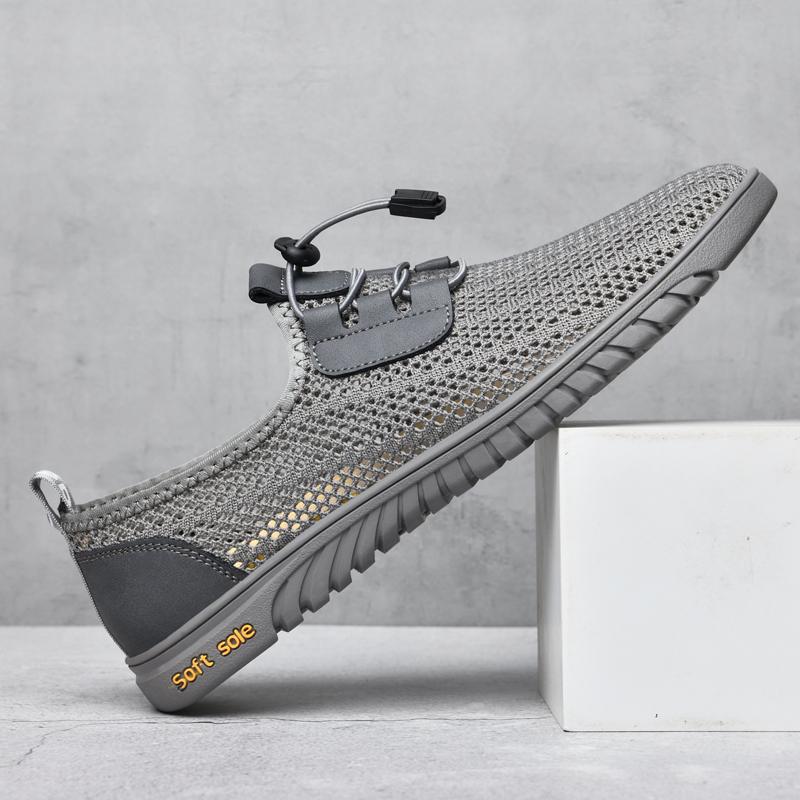 Fashion Men's Breathable Mesh Casual Men Shoes High Quality Fashion Summer Flats Hollow Out Breathable Soft Man Sneakers Plus Size 36-46