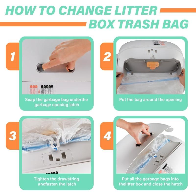80 Litter Cat Pieces Bags Litter Box Liners For Automatic Cat Litter Box Self Cleaning 4 Rolls 18 X 18 Inches Robot Drawstring Bags White