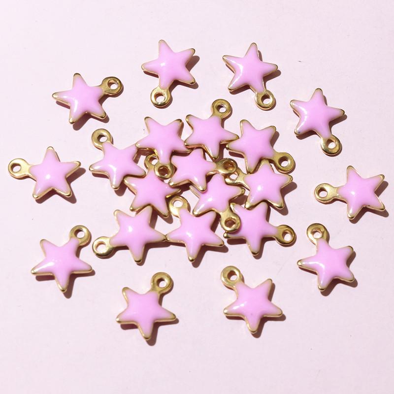 20pcs 10x8mm Enamel Small Star Charms Pendant Stainless Steel DIY Jewelry Making Accessories Findings for Bracelet Earrings