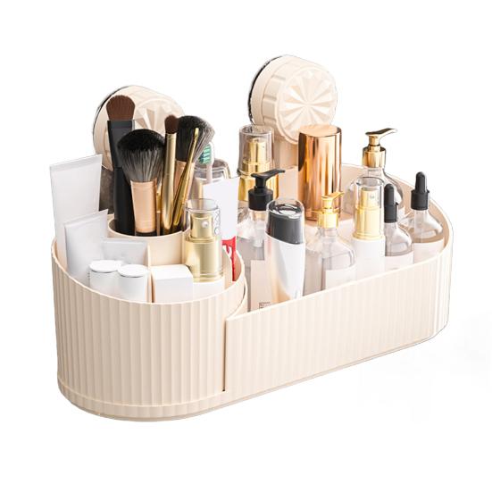 Nástěnný úložný box Organizér na štětce na make-up Velká kapacita Otočný o 360 stupňů Koupelnový úložný regál s přísavkou