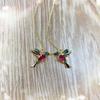 A Pair of Earrings Red Metal Bird Earrings Personalized Fashionable Internet Celebrity Temperament Earrings Suitable for Girls