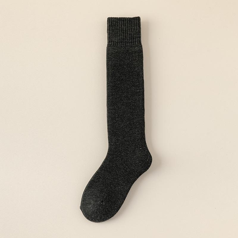 Men's Wool Knee-High Socks: Warm Fleece-Lined, Thick Terry Loop for Autumn/Winter.
