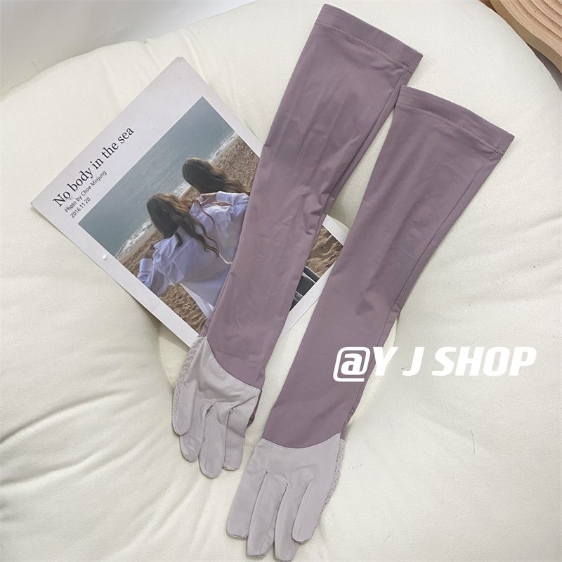 

Sun Protection Gloves for Women Summer Long Sun Protection Color Matching Icy Oversleeves Outdoor Cycling and Driving UV Protection Arm Guard Thin Deep purple One size