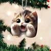 Acrylic 2d Fashionable Cat Car Pendant Playful Cartoon Art For Accessories Vehicle