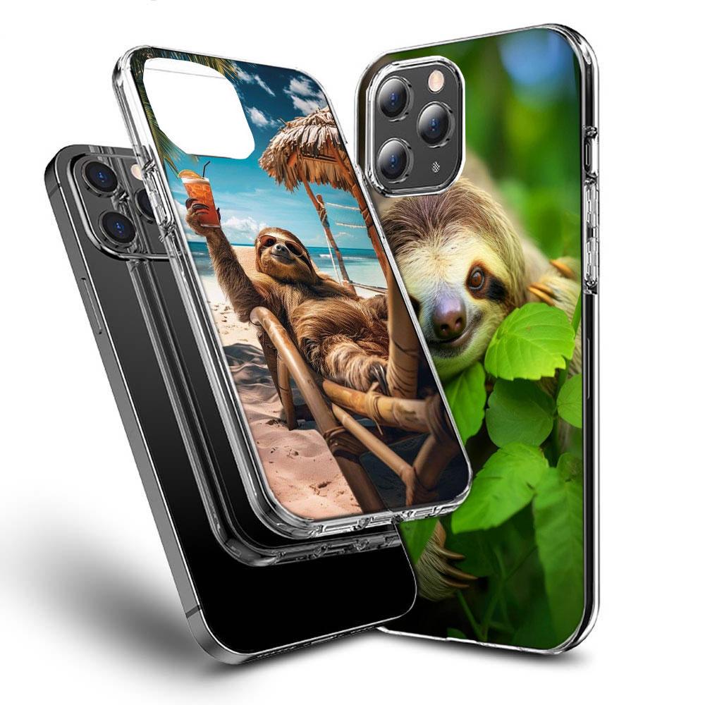 Cute Sloth Phone Case For Iphone 16E 15 Pro 14 Plus 17E 16 17 Pro Max Air 11 12 13 Mini Shockproof Capa Cute Cover TPU Clear
