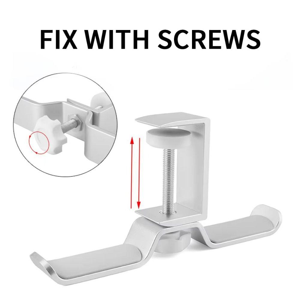 Under Desk Earphone Bracket Hanger Double Hook Desk Clamp on Hook Headphone Stand  For Under Desk