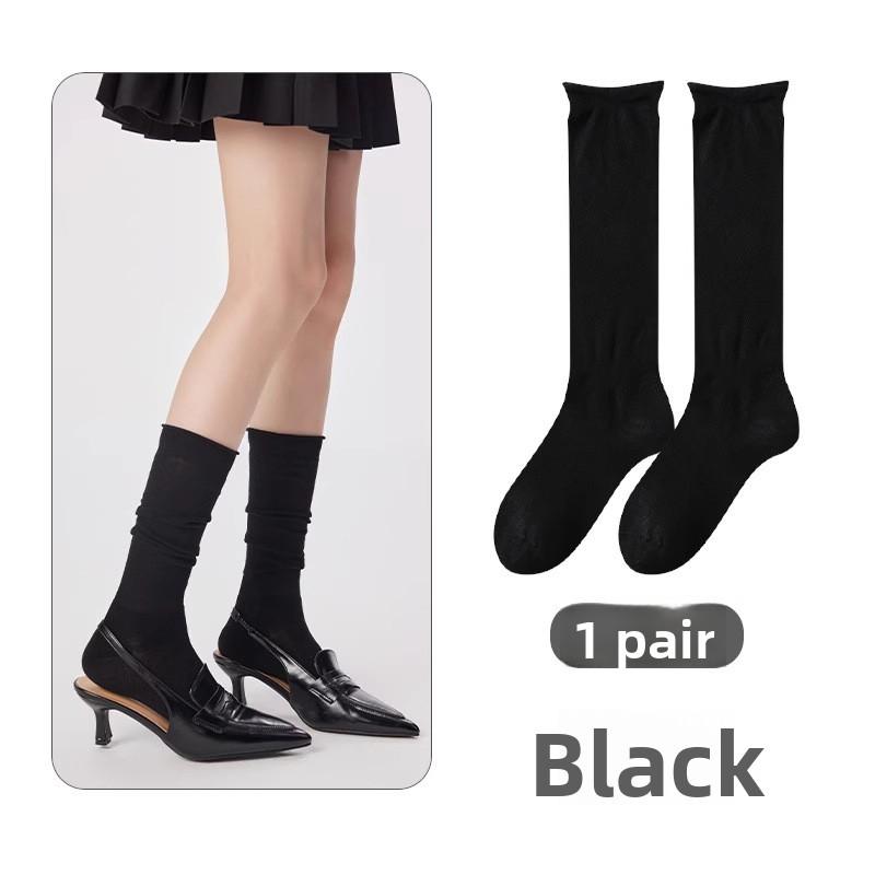 Women's Autumn New Solid Color Lace Wool Boneless Calf Pile Socks