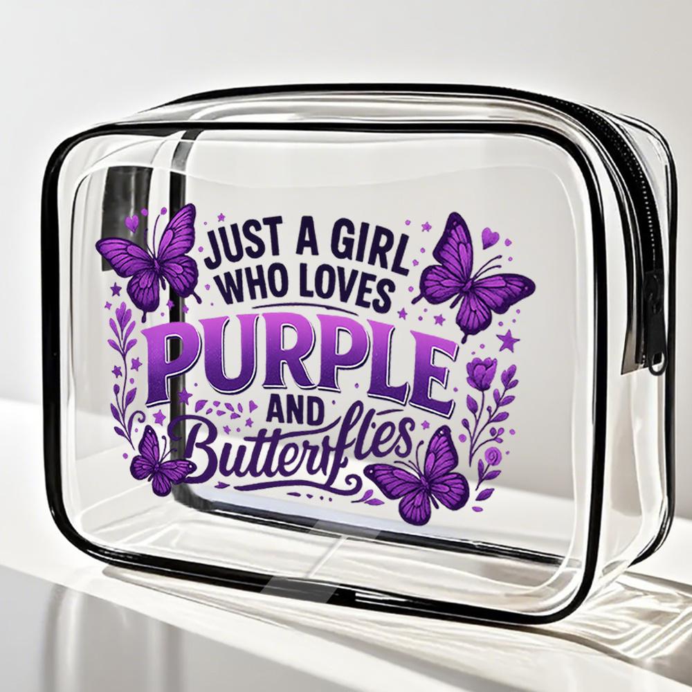 

Purple Butterfly Cosmetic Bag. Just a girl who loves purple design, a cute travel accessory. TMB-2506-1-S чистый