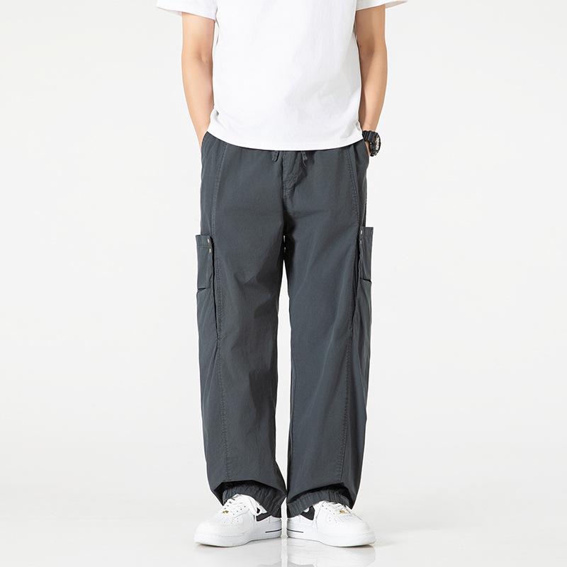 

Trendy Brand Overalls Men s Casual Loose Multi-pocket Men s Trousers High-end Pants Men s Summer New Models M серо голубой