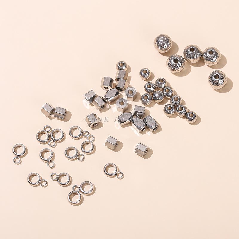 Jingde Stainless Steel Hammer Bamboo Tube Spacer Beads & O Buckle DIY Jewelry Accessories.