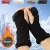 Women's Short Sleeve Winter Fluffy Gloves Soft Warm Half-Finger Knitted Elastic Sleeve Covers  for Cold Weather Fingerless Glove